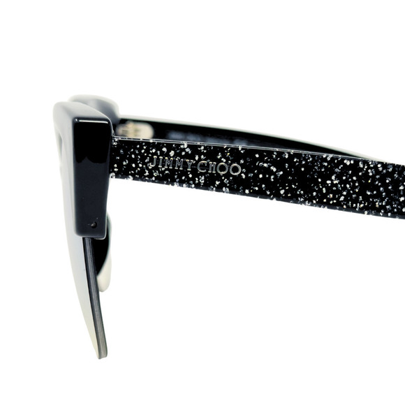 Jimmy Choo LOGO Sunglasses Black Glitter Sparkle Oversize‎ Square Aviator Lens
